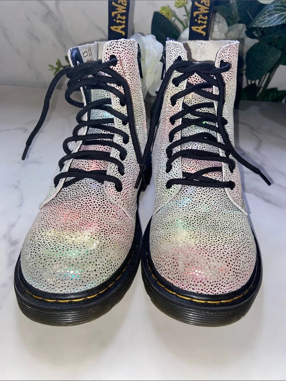 Dr. Martens 1460 Pascal Boot Iridescent Lace-Up Combat Boots size 2